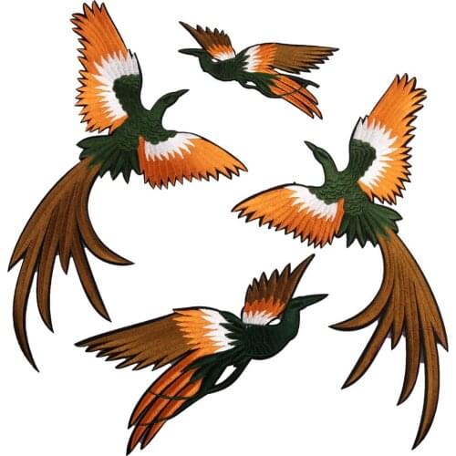4Pcs Phoenix Embroidered Patches Iron on Sewing Parches For Clothes Applique Embroidery DIY Supplies Crafts