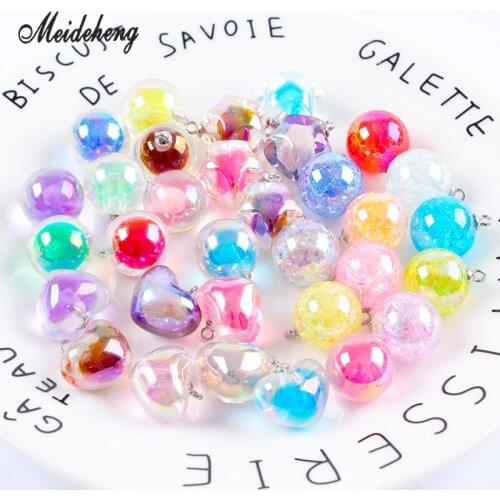 Acrylic UV Colorful Heart Cracked Beads in Beads Earring Pendant Necklace Bracelet Ornament for Jewelry Making Accessories