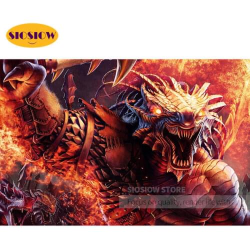 DIY 5d Diamond Embroidery Fire Dragon Cross Stitch Kit Full Round Daimond Mosaic Paintings Animal Fantasy Room Decoration Gifts