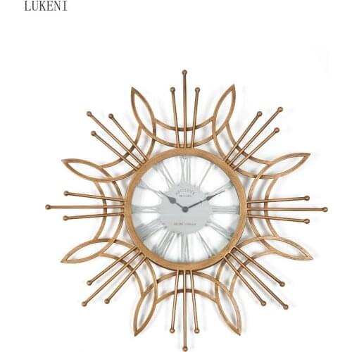 American Wrought Iron Wall Clock Wall Hanging Crafts Decoration Home Livingroom Wall Mural Ornaments Hotel Wall Sticker Pendant