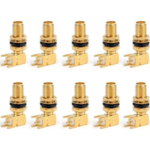 Artudatech 10PCS SMA Female Jack Bulkhead Solder PCB Mount 5.08mm Right Angle RF Connector Plug Parts