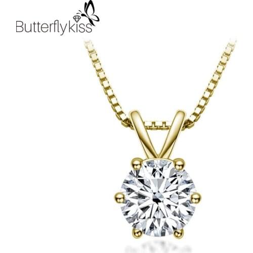 Bk Moissanite Necklace 1ct DE Color 925 Sterling Silver Moissanite Pendant Diamond Round Bead Chain For Woman Fine Jewelry