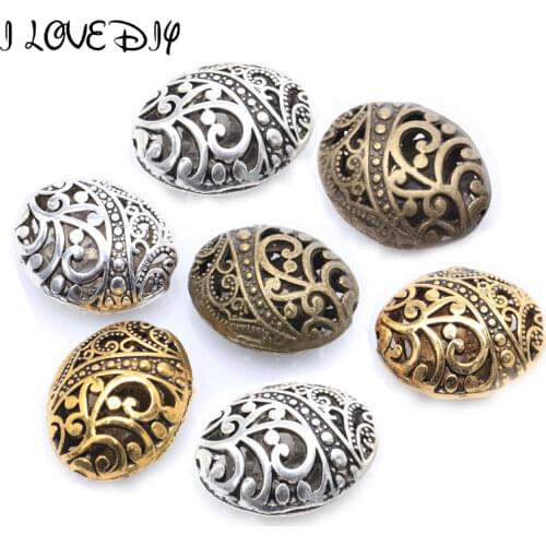 10pcs/lot Antique Gold Ellipse Shaped Hollow Spacer Bead Zinc Alloy Spacer beads for DIY jewelry making