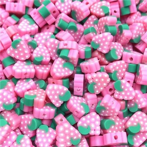 30pcs/lot 10mm Strawberry Beads Polymer Clay Beads Polymer Clay Spacer Beads For Jewelry Making DIY Bracelet necklace #12