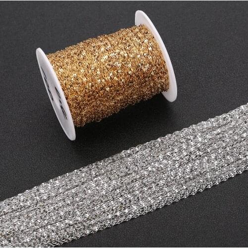 10 Yars/lot Stainless Steel Never Fade 0.4x1.8mm Water-wave Lip Shape Oval Bulk Link Chain for DIY Necklace Jewelry Accessories