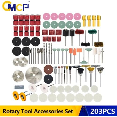 CMCP 203pcs Rotary Tool Accessories Wood Metal Engraving Electric Rotary Tool Mini Drill Bit For Electric Drill Abrasive Tools