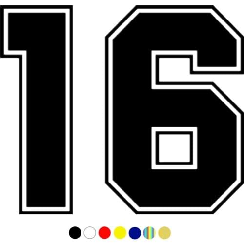 CS-10155# Funny Vinyl Decal Number 16 Car Sticker Waterproof Auto Decors on Truck Bumper Rear Window