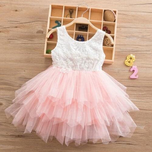 Summer Lace Dress Kid Girl Prom Ball Gown Baby Birthday Costume Evening Lace Children Bridesmaid Dress Infant Causal Clothes