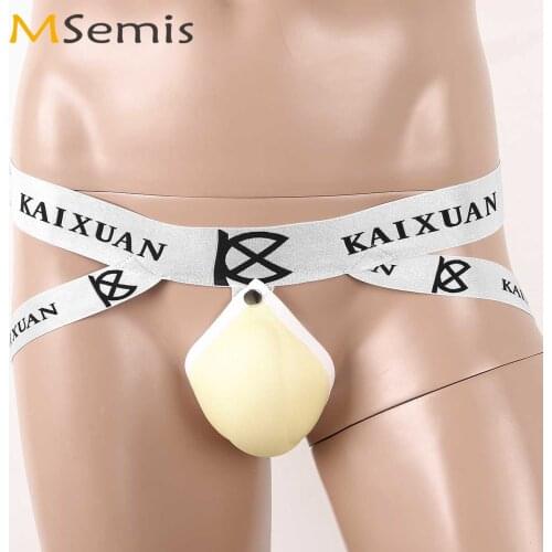 Men Sissy Lingerie Sexy Jockstrap Panties Low Rise Mini Sponge Penis Enlarger Cup Tanga Thong Male Gay G-String Briefs Underwear