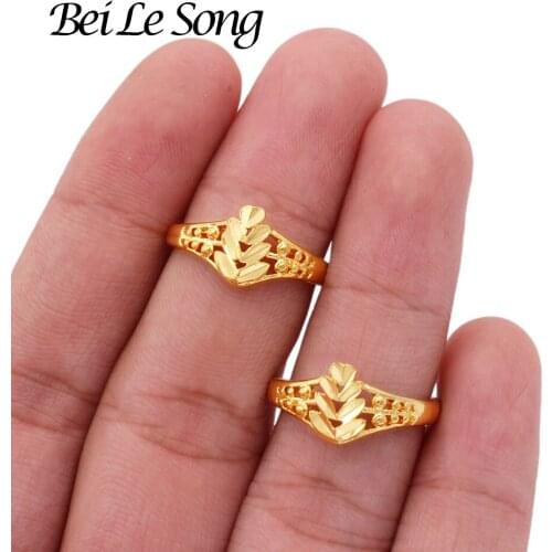Dubai bridal gold color ring wedding rings leaves luxury jewelry couple rings gifts resizable ring African jewellery accessories