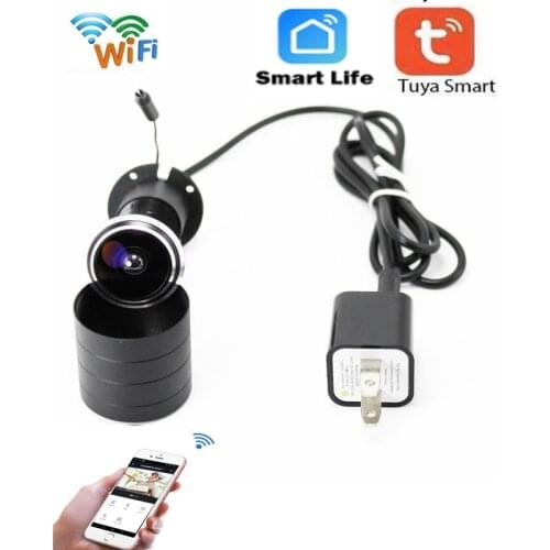 Tuya door eye hole security 1080P HD wide-angle fish eye CCTV network mini cat eye door Wifi two-way voice intercom P2P camera
