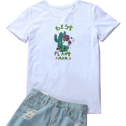Best Plant Mom T Shirt Women Cute Cartoon Cactus Graphic Tee Women Grunge Aesthetic Women Tshirt Fashion Harajuku Women T-shirts
