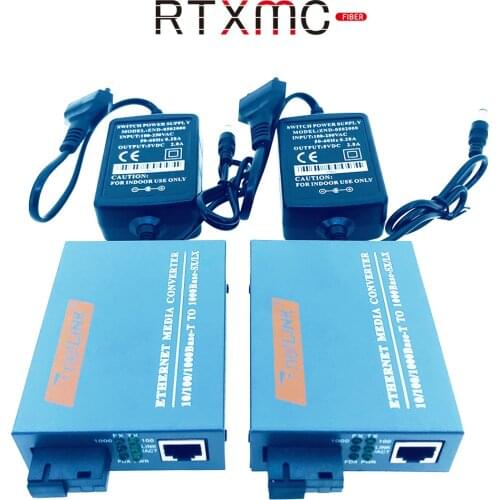 HTB-GS 2 PCS Gigabit Fiber Optical Media Converter 10/100/1000Mbps Single Mode Single Fiber SC Port 20KM With Power Supply