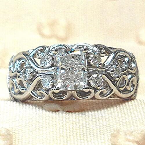 Huitan Gorgeous Women Wedding Rings Ethnic Style Pattern AAA Cubic Zirconia Bridal Marriage Ceremony Party Jewelry High Quality