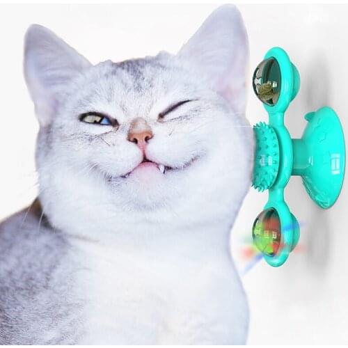 Cat Windmill Toy Funny Massage Rotatable Cat Toys With Catnip LED Ball Teeth Cleaning Pet Products for Dropshipping