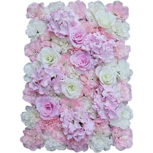 Artificial silk flower wall, DIY wedding home street decoration - light pink + white