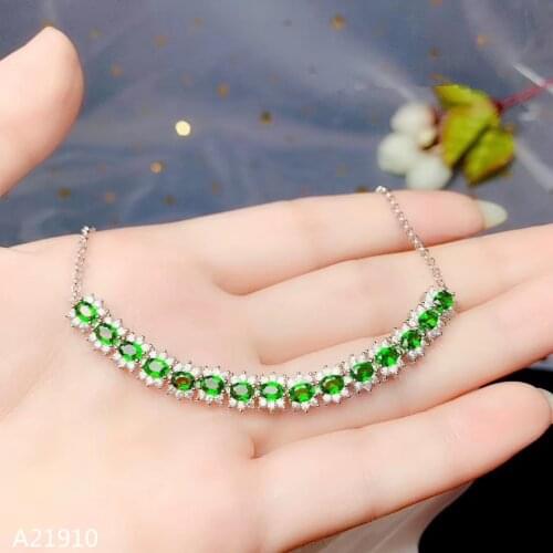 KJJEAXCMY fine jewelry 925 sterling silver inlaid natural diopside female bracelet support detection new exaggeration
