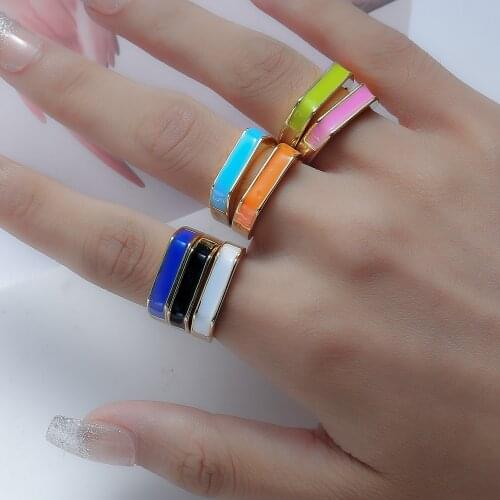 Gold Color Dripping oil rings for women Copper open adjustable Wedding rings initial Jewelry Punk Hip Hop Rock womens rings