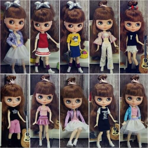 Fashion Doll Clothes Set For Blythe Doll Outfits Tank Top Coat Skirt Dress Pants Trousers For Blyth Doll 1/6 Dolls Accessories