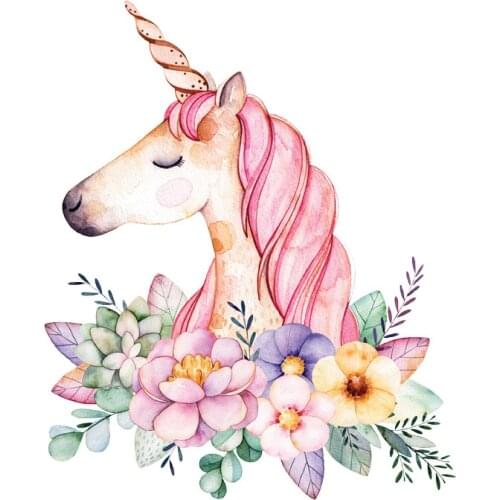 Colorful Iron-on Transfers Unicorn Patches for Clothing Vinyl Thermo Stickers Applique Diy Thermotransfer Stripes on Clothes Set