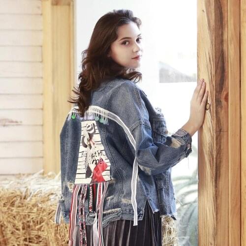 Cotton Jean Denim Womens Jacket Autumn Fall Large Size Fashion Basic Coat Woman BF Street Wear Loose Windproof Jacket Clothing