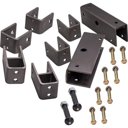 Trailer Tandem Axle Hanger Kit for 2" Wide Slipper Spring w/ Front Hangers Complete Heavy Duty