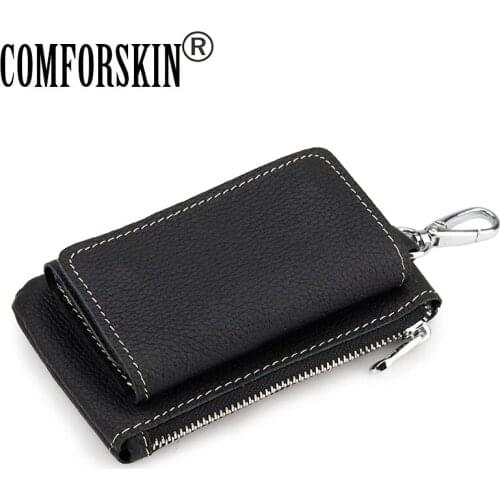 COMFORSKIN Multi-function Unisex Key Wallet Premium 100% Cowhide Women Coin Purse 2020 New Arrivals Men Leather Key Holders