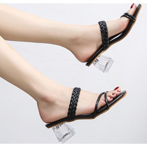 Fashion Women Sandals High Heels 1.97 Inches Beautiful Weave Style Sexy Slippers(Size 35-45
