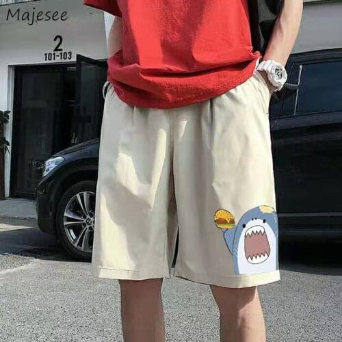 Men Board Shorts Cartoon Printed Chic Fashion Lovely Harajuku Leisure Korean Style Streetwear Large Size M-3XL Loose Teens Cozy