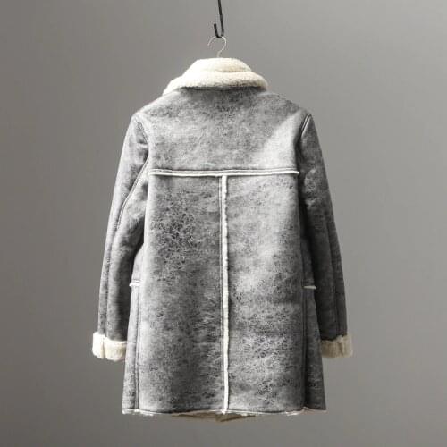 Winter New Suede Coat Men Fashion Slim Single Breasted Faux Fur Overcoat High Quality High Street Personality Warm Outerwear