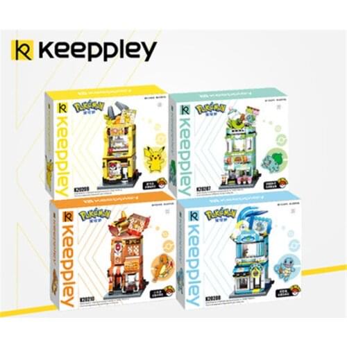 Keeppley, Pokemon, Pikachu, pokémon, street view, building blocks, urban construction, toy set, gift collection