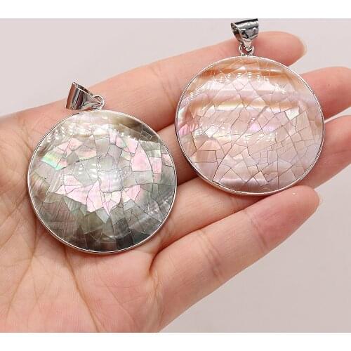 New Style Natural Shell Alloy Pendant Round For Jewelry Making DIY Necklace Bracelet Earrings Accessory