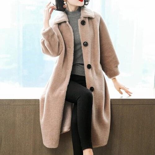 Real Wool Granular Cashmere Sheep Shearing Coat Female Fur Coat Medium Long Section Of Fur One Thickening XL Korean Version New