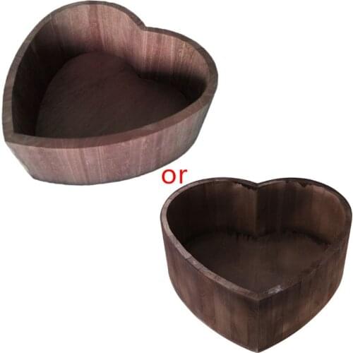 Baby Photography Props Wooden Heart Shape Box Newborn Infants Photo Posing Prop Q1FE