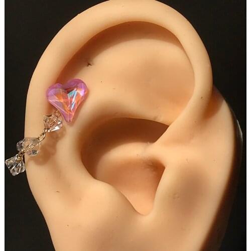 27 Styles 2021 Newest 20G 0.8mm Stainless Steel Heart Pearl Shell Tragus Crystal Chain Dangle Earrings