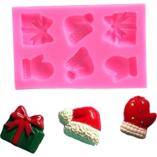 Silicone Material Christmas Present Boxes Shaped Design Fondants Moulds DIY Cake Baking Accessories for Home Kitchen Use