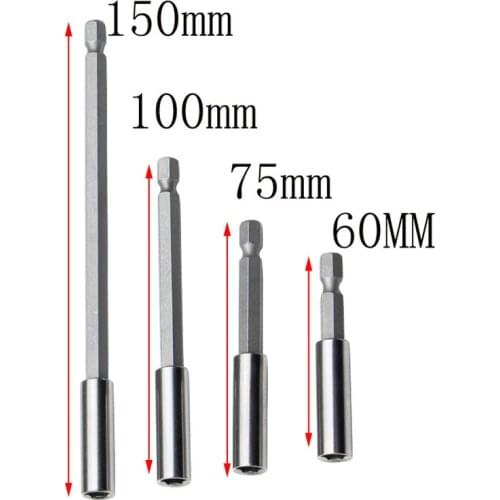 60-150mm Extension Bit Holder Screwdriver Drill rod 1/4" 6.35mm Hexagon Power tool adapter With magnetism Quick Change Tools