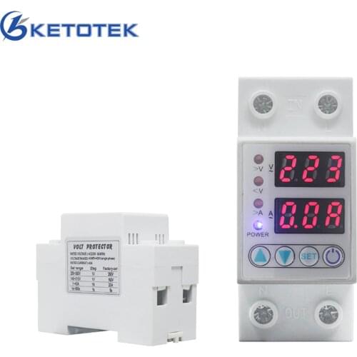 Voltmeter Ammeter 63A/40A 220V AC Digital Din Rail Adjustable energy Ammeter Voltmeter with Limit Current Protection