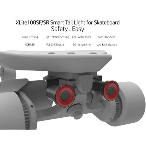 Xlite100 Skateboard Night Warning Lamp LED Light for Longboard Electric Scooter 2pcs Rear Red Light or Front White