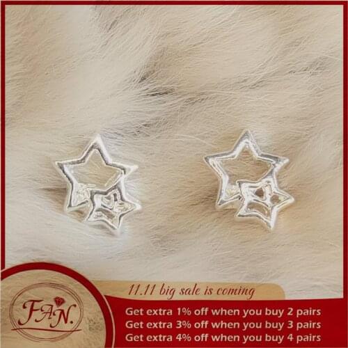 2021 Popular INS Trendy Hot Sale Casual Simple Nice Gift for Charming Girls & Women Small Mini Double Stars Style Stud Earrings