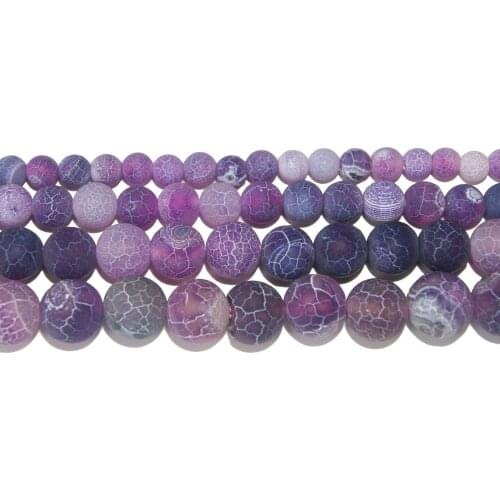 Natural Stone Purple Frost Crab Agates Round Loose Beads 4 6 8 10 12 MM Pick Size For Jewelry Making DIY Bracelet Necklace