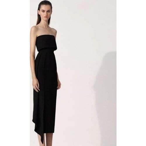 2020 New Fashion Summer Bandage Dress Lady Sexy Strapless Black Sleeveless Asymmetric Bodycon Evening Bandage Dress Vestidos