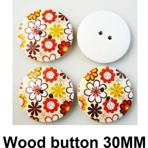 10PCS 30MM Jasmine Button Garment Fits Painting Wooden Buttons Coat Boots Sewing Clothes Accessory MCB-141