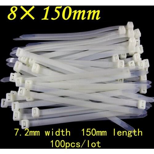 100pcs/lot 8*150mm Self-Locking Plastic Nylon Cable Tie Wire Organizer Cord Rope Holder for Laptop PC TV Disposable Label Tag