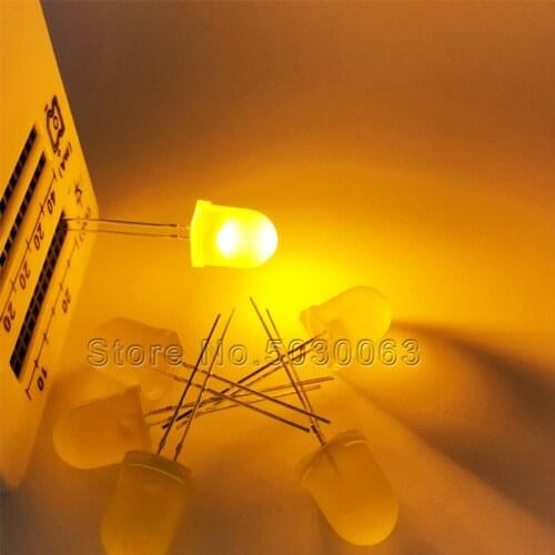 100pcs/lot F10 light-emitting diode yellow F10mm DIP light-emitting tube yellow high-brightness LED lamp