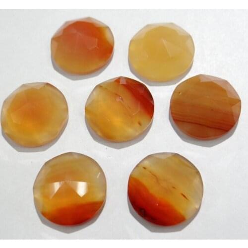 12Pcs 16mm natural Stone red agates circular Cabochon cut faceted No Hole bead for Making Jewelry DIY Ring Necklace accessories