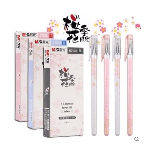 12 PCS/LOT M&G Chenguang stationery cherry blossom season limitation 0.5 black 67126 cute unisex pen gel pen