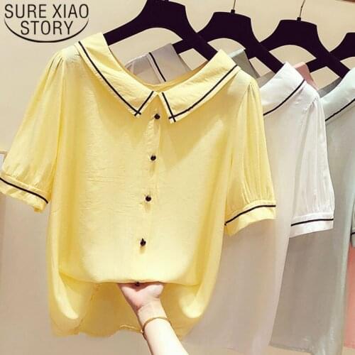 Blusas Mujer De Moda 2021 White Shirts Women Tops Short Button Ladies Tops Blouse For Women Solid Womens Clothes 4899 50