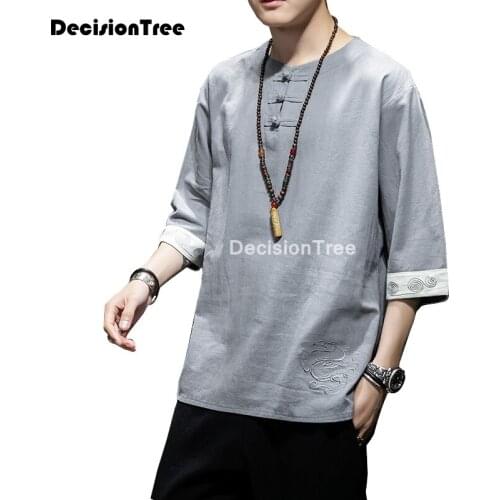 2021 tangsuit traditional chinese clothing for men mandarin collar top blouse cheongsam chinese style zen tea casual shirts