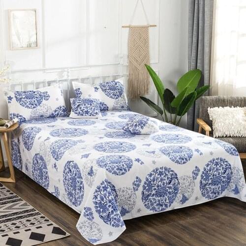 3pcs Set 100% Cotton Thicken Soft King Queen Size Bed Sheet No Pilling No Shrinkage Flat Sheet 1pc Bed Sheet+2pcs pillowcases